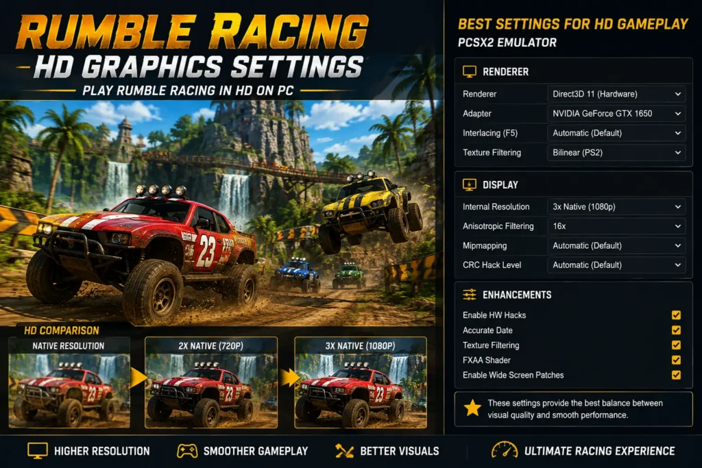 إعدادات رسوميات لعبة Rumble Racing HD على الحاسب الشخصي